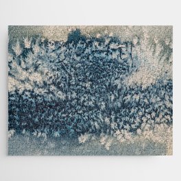 Abstract Painting, Blue and off white art, textured background Jigsaw Puzzle