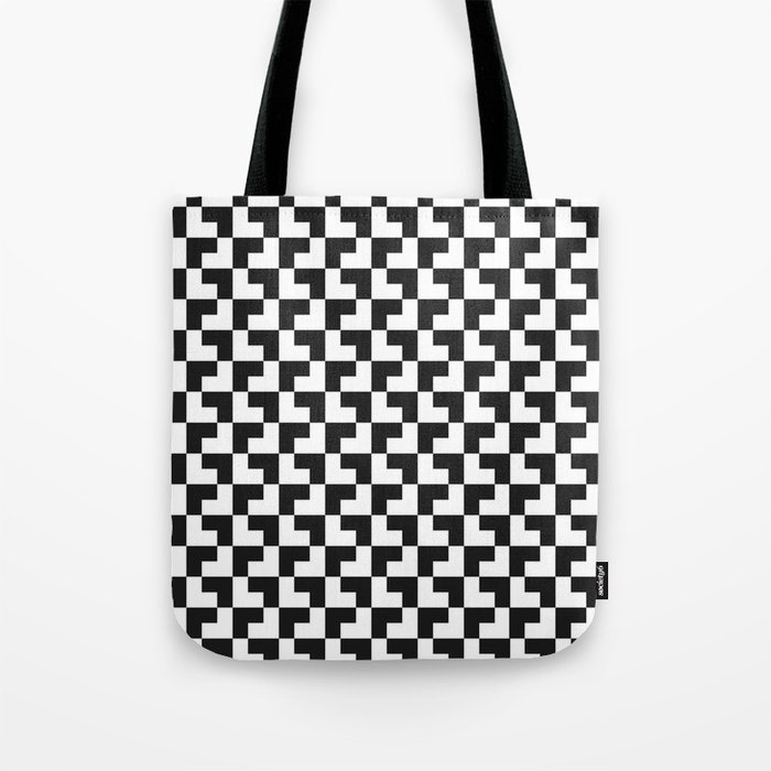 Black and White Tessellation Pattern - Graphic Design Tote Bag