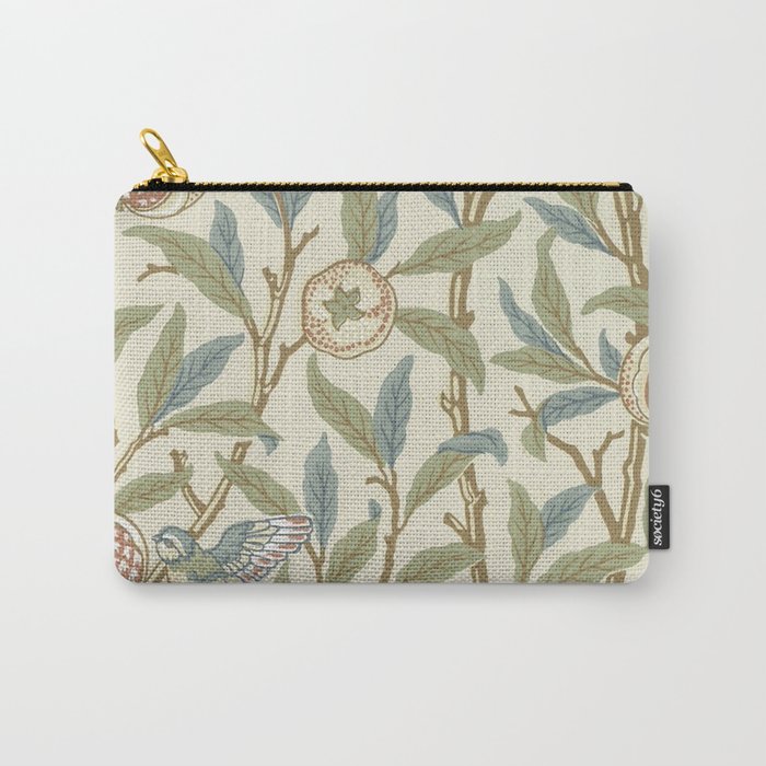 Modern poster-William Morris-Vegetable print with a bird. Carry-All Pouch