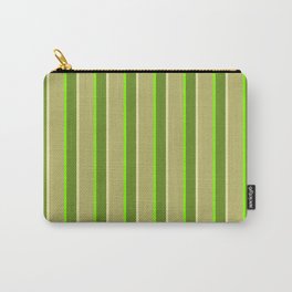 [ Thumbnail: Green, Pale Goldenrod, Dark Khaki & Chartreuse Colored Lines/Stripes Pattern Carry-All Pouch ]