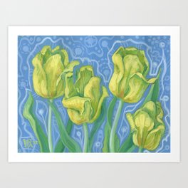 Yellow Tulips, Spring Flowers Floral Art Art Print