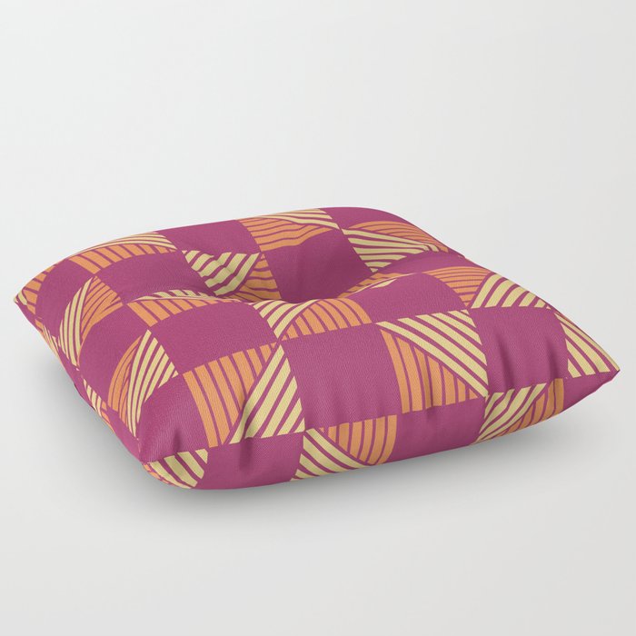 Abstract Shape Pattern 19 in Orange Magenta Yellow Gold Floor Pillow