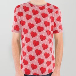 Heart Lollipop - Pink All Over Graphic Tee