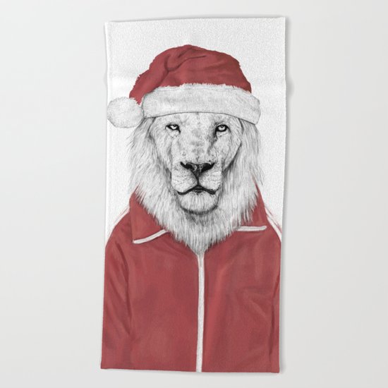 Santa lion Beach Towel