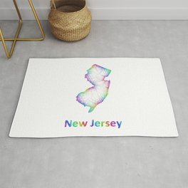 Rainbow New Jersey map Rug | Typography, Landscape, Political, Love 