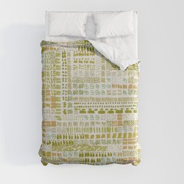 green and muted orange ink marks hand-drawn collection Duvet Cover