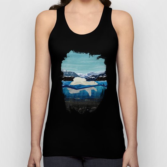 Polar bear mom and Cub Swimming Unisex Tank Top
