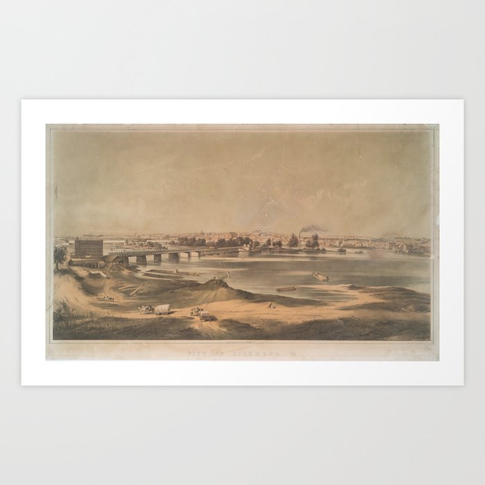 Vintage Pictorial View of Richmond VA (1853) Art Print