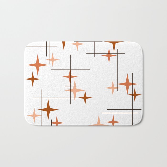 Mid Century Modern Stars Orange Bath Mat