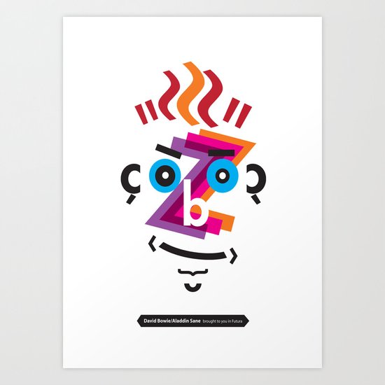 Type Faces No.2: David Bowie as Aladdin Sane brought to you in the typeface: Futura Art Print