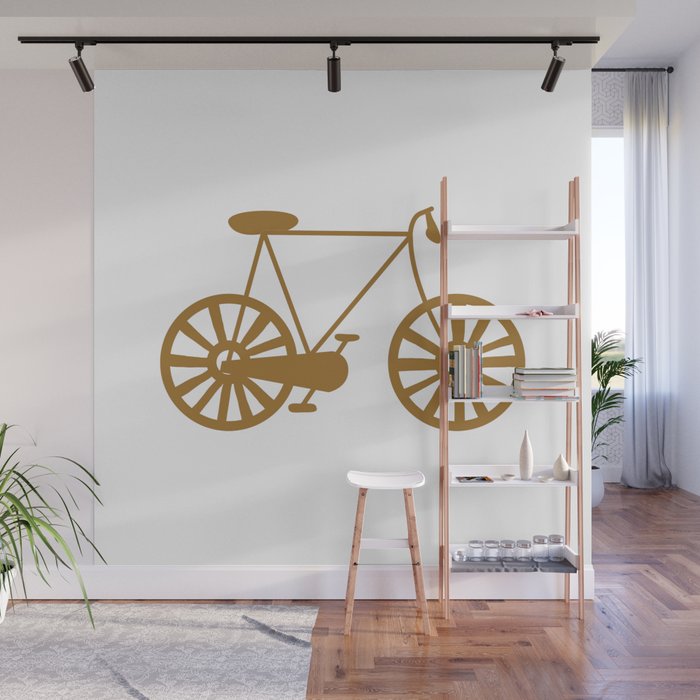 Brown Road Bike Lover Print Pattern Wall Mural