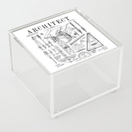 Architect Architecture Student Tools Vintage Patent Print Acrylic Box