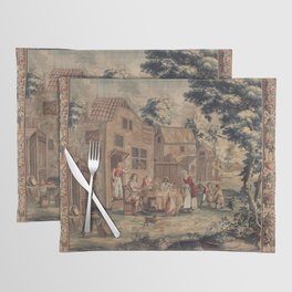 Antique 17th Century Rustic Pastoral Scene English Tapestry Placemat