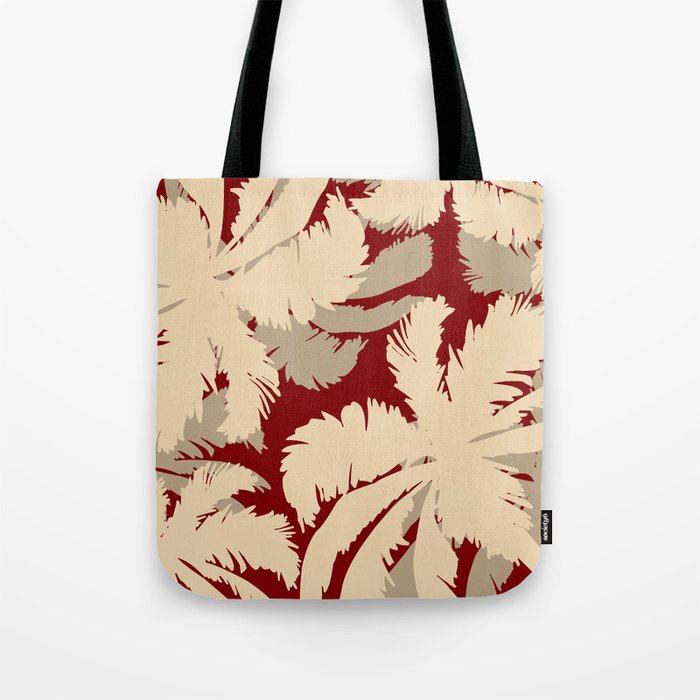 Palm Trees Red & Beige Tote Bag