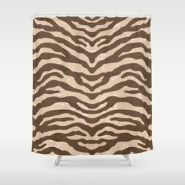 Zebra Wild Animal Print Brown and Beige Shower Curtain