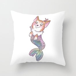 Corgi Mermaid Throw Pillow