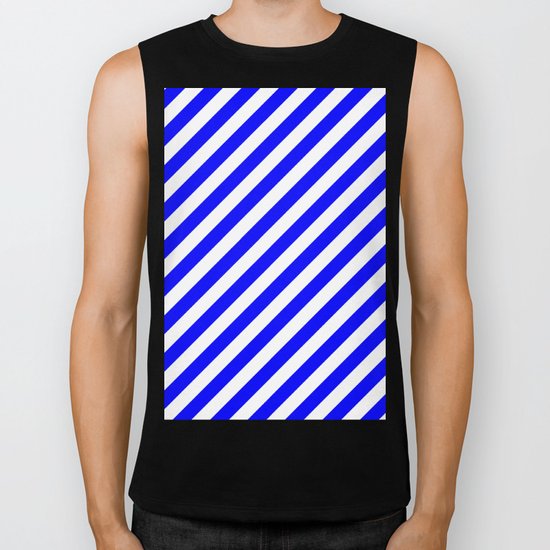 Diagonal Stripes (Blue/White) Biker Tank