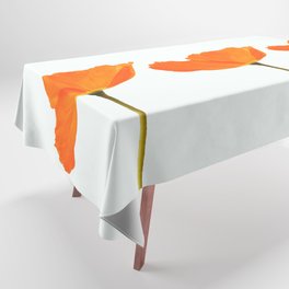 Three Orange Poppy Flowers White Background  Tablecloth