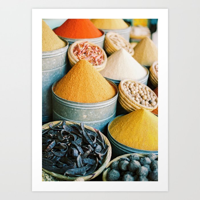 Travel Photography Souk Marrakech Spices Of The Medina Morocco Photography Art Print By Raisazwart Society6