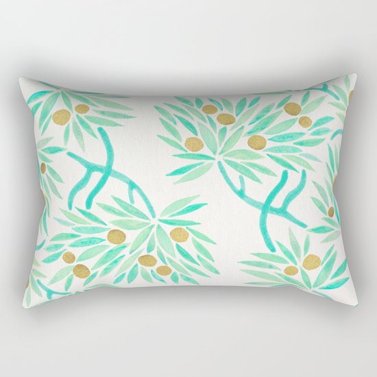 Bonsai Tree – Mint & Gold Rectangular Pillow
