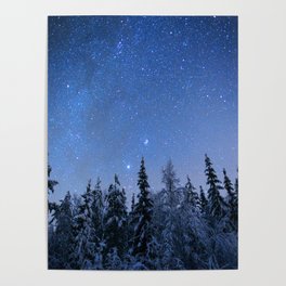 Shimmering Blue Night Sky Stars 2 Poster
