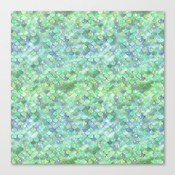 Green Mermaid Pattern Luxury Canvas Print