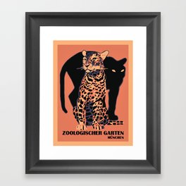 Retro vintage Munich Zoo big cats Framed Art Print