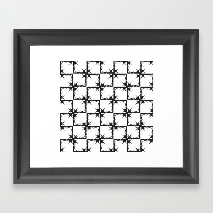 Black and white sharp spiky squares. Framed Art Print