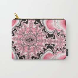 Pink Gray White Fractal Design Tie-Dye Crochet Carry-All Pouch