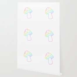Pastel Rainbow Gradient Mushroom Wallpaper
