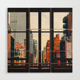 New York City Window #2-Surreal View Collage Wood Wall Art