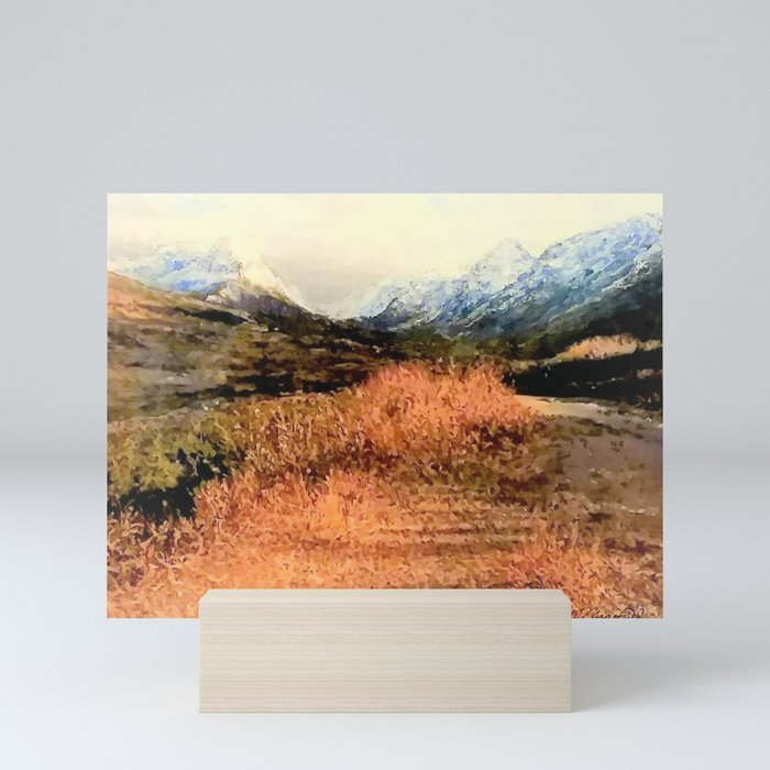 Glen Alps Walk Light Sky Oil Pastel Drawing Mini Art Print