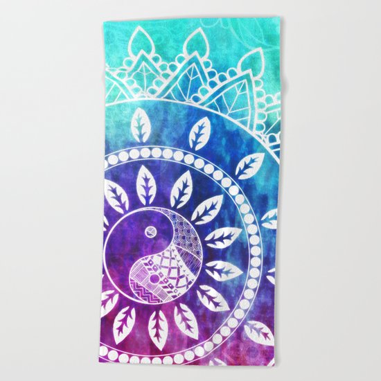 Divine Dream Pink Purple Blue Mandala Beach Towel