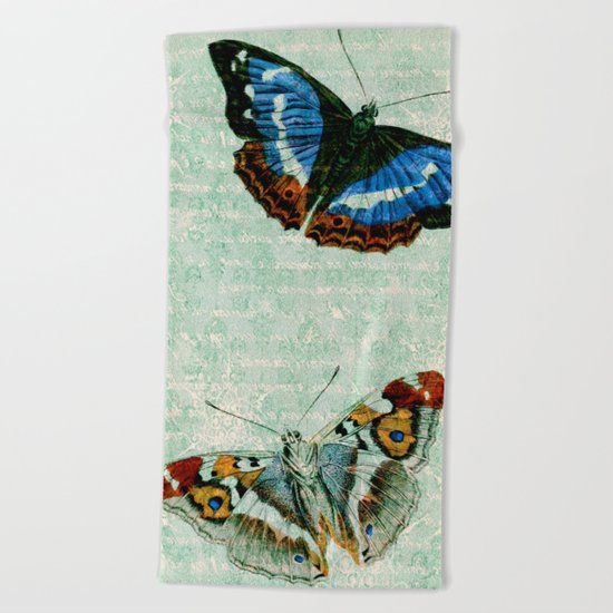 Vintage Butterflies 02 Beach Towel