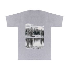 Buffalo on the River Yellowstone National Park Winter Wonderland Snowy Woodland Animal Scenic Image T Shirt | The Abstract Minimal, Peaceful Bedroom Art, Simple Wild Animals, Farm House Aesthetic, Modern Vintage Style, Cool Nature Pictures, Girls Guys Apartment, Rustic And Farmhouse, Photo, For Toddler Bathroom 
