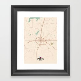 Paris, Texas, United States - Vintage City Map Framed Art Print