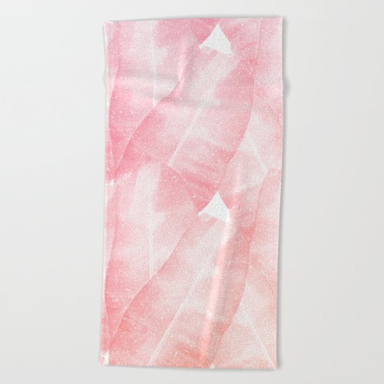 Banana Leaves Pink Beach Towel
