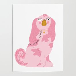 Pink Staffordshire Dog Poster
