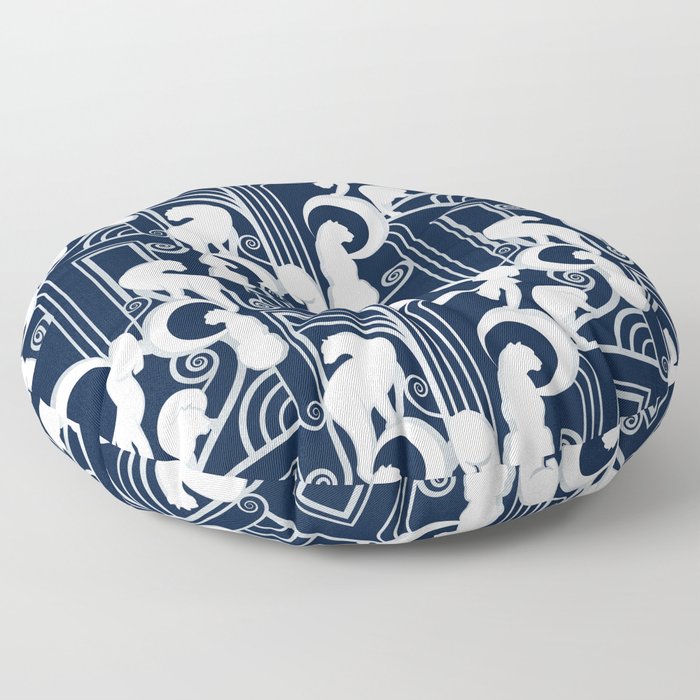 Deco Gatsby Panthers // navy and silver Floor Pillow