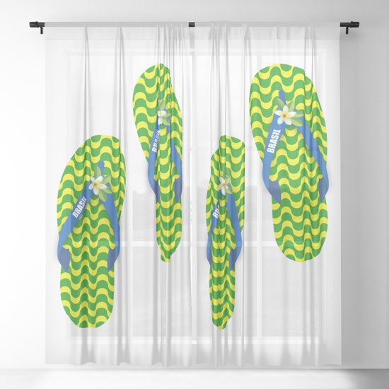 Brazilian Flip Flops Sheer Curtain By Hypnoboy Society6
