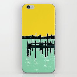 Jacksonville, Florida - modern bold photography print - Pier, dock, & skyline - St. John's river iPhone Skin