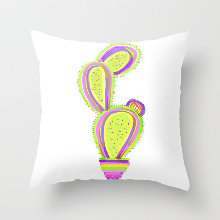 Neon Cacti Throw Pillow