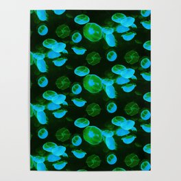 Green Jellyfish Poster | Pattern, Pop Art, Collage, Creatures, Jellyfish, Photomontage, Meduse, Black, Ocean, Special 