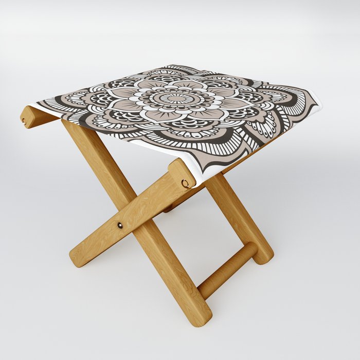 Beige Mandala Folding Stool