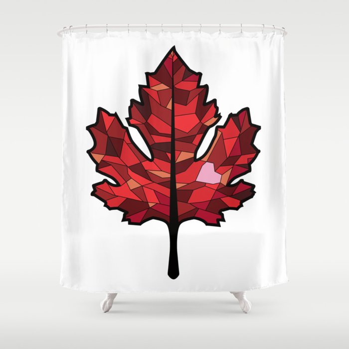 A Maple Leaf with Heart Shower Curtain