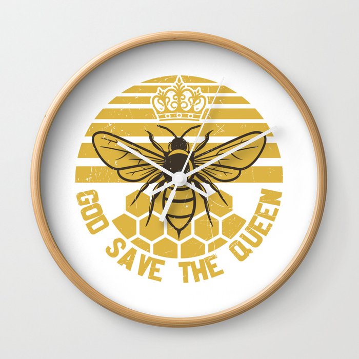 God Save The Queen Vintage Bee Wall Clock