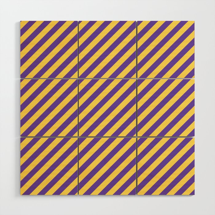Yellow Lines and Purple background Wood Wall Art