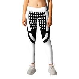 Retro Microphone In White Line Drawing Leggings