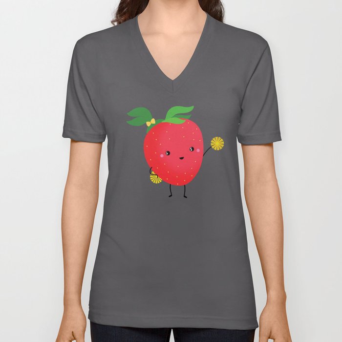 Strawberry cheers V Neck T Shirt