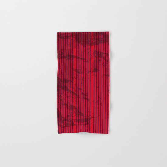 Grunge Blue stripes on bold red background Hand & Bath Towel